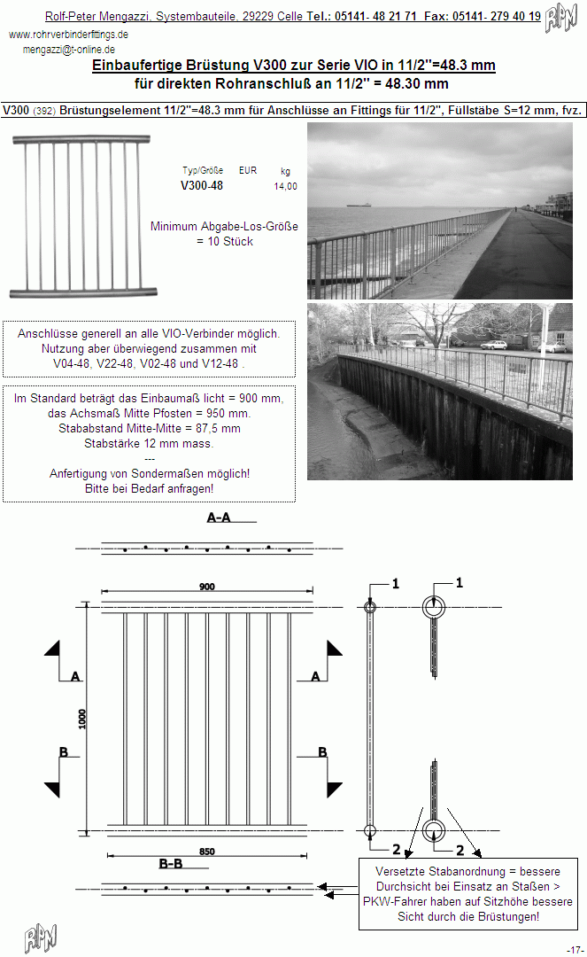 Geländersegmente_geschweißt_Fertiggeländer_Zaunfelder_Geländerfelder_Rohrverbinder_Rohrschellen_Seite17.gif_Einbaufertige Brüstungssegmente aus Stahlrohr, geschweißt mit versetzten Streben, für Rohrverbinder-Anschluß, für Rohrschellen-Anschluß, für Rohrkupplungen, für Interclamps, für Rohradapter, für Geländerschellen, T-Schelle, Rohrbrüstung