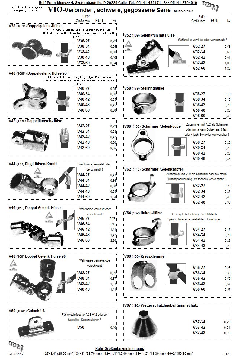  S. 11  RPM Interclamp Temperguss Guß Guss Rohrverbinder Rohrschellen Tempergussverbinder Interclamps Temperguß verzinkt Rohrverbinder aus Guß Rohrschellen aus Guss Kreuzschellen Eckschellen Winkelschellen Eckverbinder Winkelverbinder Geländerverbinder Geländerfittings Geländer-T-Stücke T-Schellen T-Verbinder T-Kupplungen T-Stück Rohrfittinge gegossen Gußverbinder Gußschellen Gußfittings Rohrfittings Rohrformstücke Rohrhalter Geländerklemmen Rohrfuß Rohrflansch Rohradapter Halbschellen